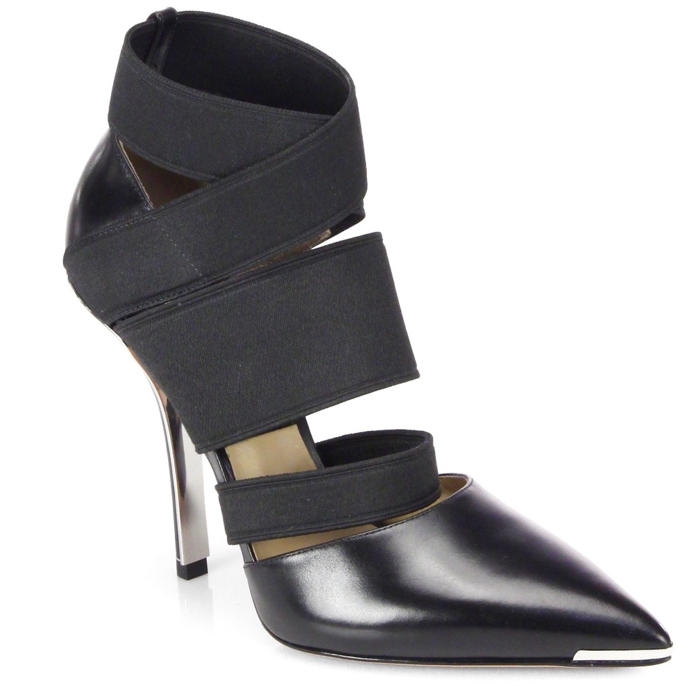 MICHAEL KORS Alexa Leather Ankle-Strap Heels, Black, Size 10, NEVER WORN